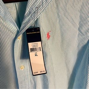 Polo Ralph Lauren Size XL Short Sleeve Button Up Blue Stripe
